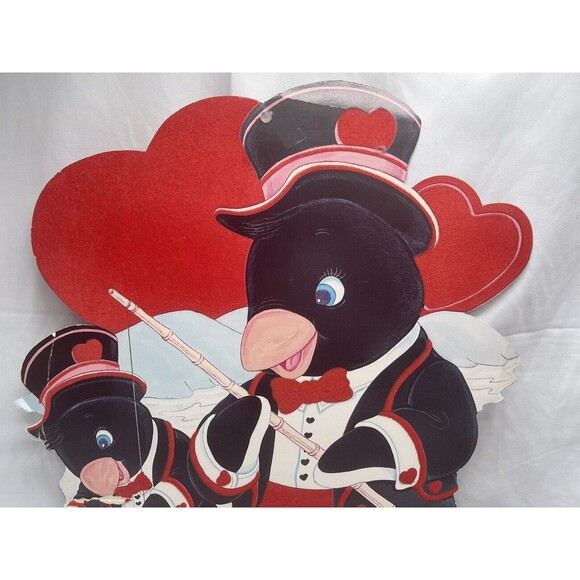 Vintage Valentine’s Day Die Cut Penguin Wall Decoration Hard To Find - Picture 5 of 12
